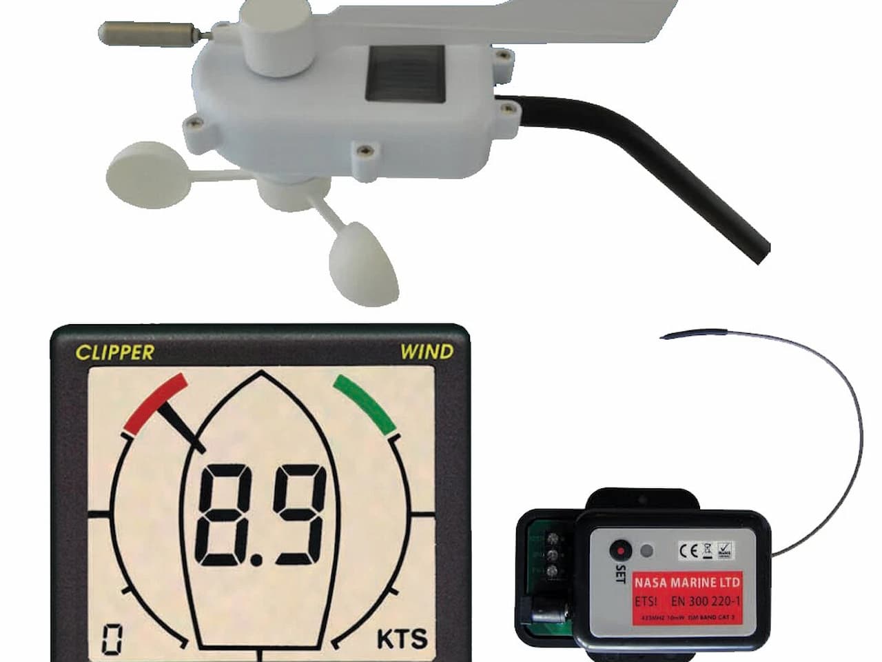 Digital marine wind speed sensor kit with display and transmitter